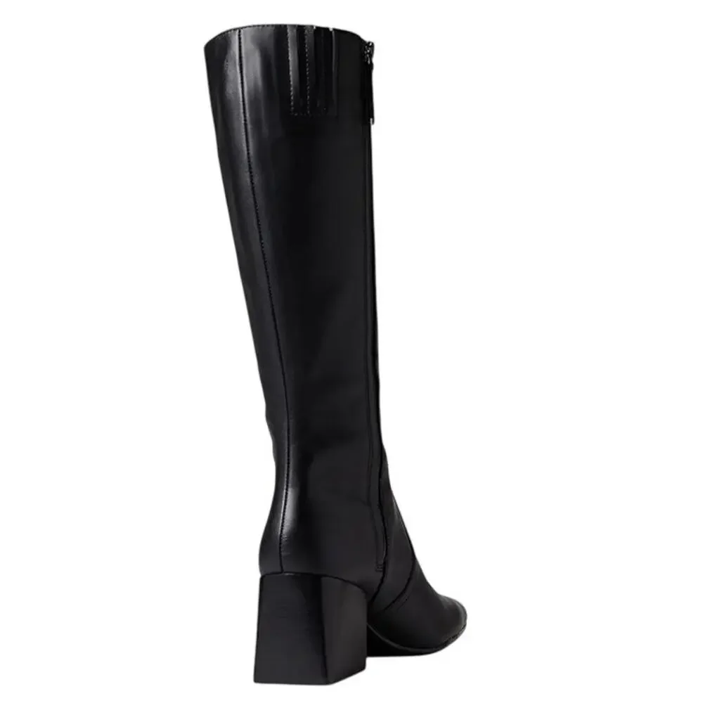 Blondo Black Tall Leather Knee Boots with Block Heel